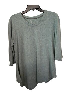 :Lur Women's Heathered Teal 3/4 Sleeve Scoop Neck Top